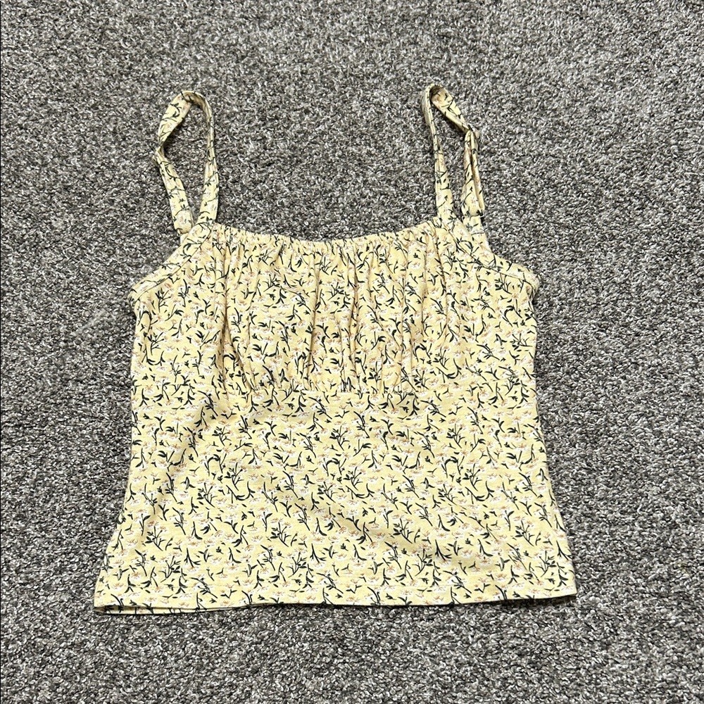Yellow Floral Smocked Cami Top